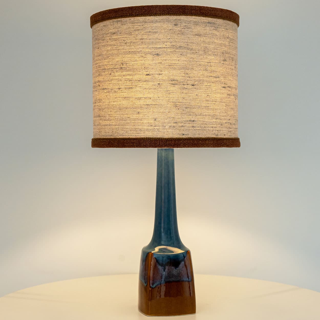 1 of the 2 Ceramic Table Lamps by Søholm, Custom Made Shades by R. Houben