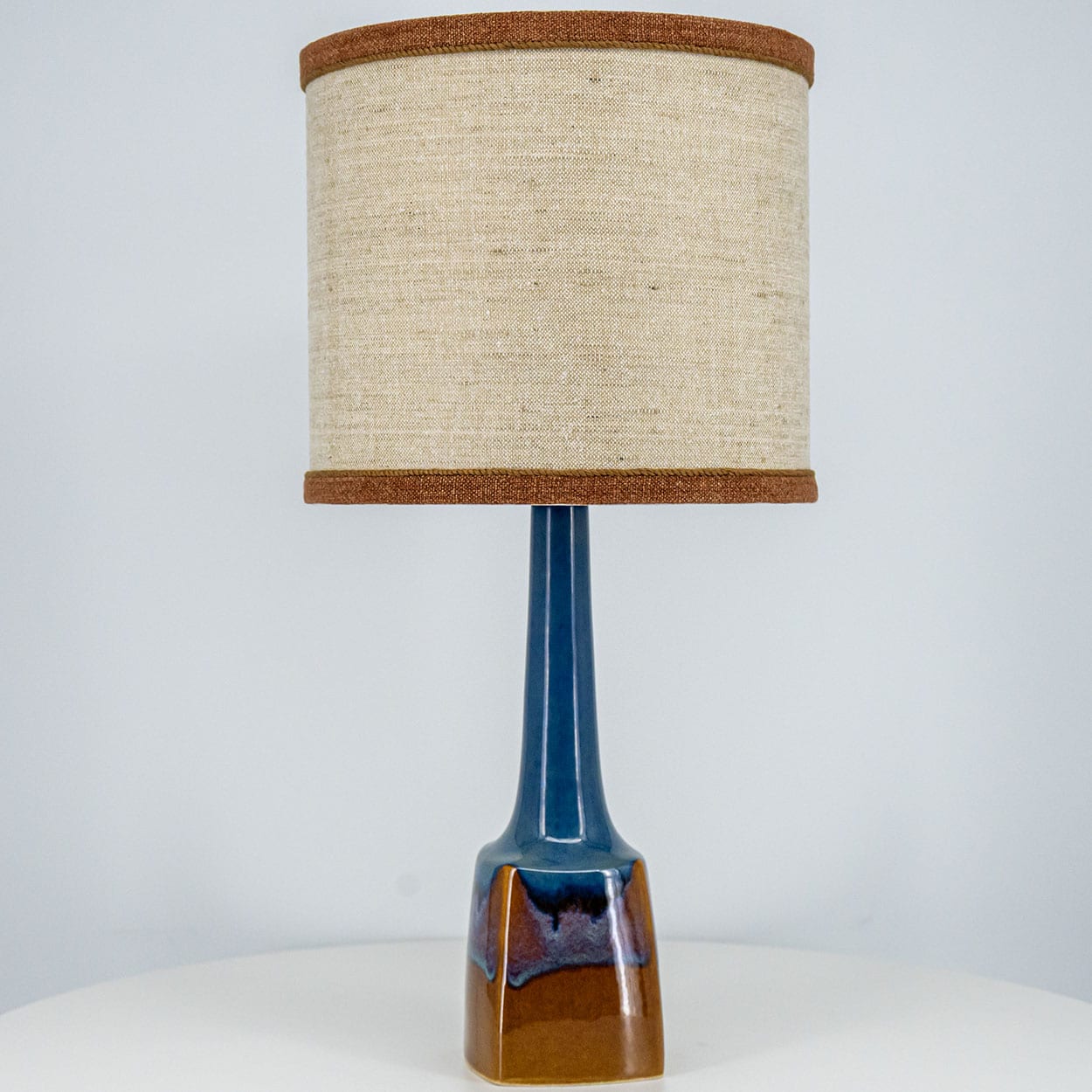 1 of the 2 Ceramic Table Lamps by Søholm, Custom Made Shades by R. Houben
