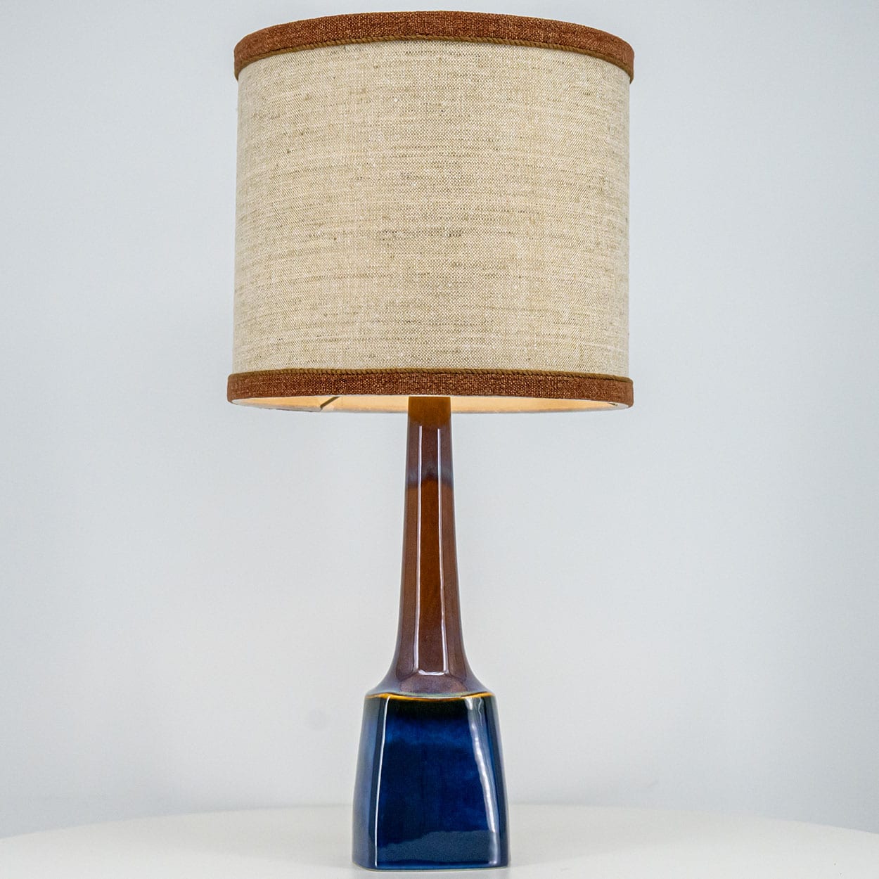 1 of the 2 Ceramic Table Lamps by Søholm, Custom Made Shades by R. Houben