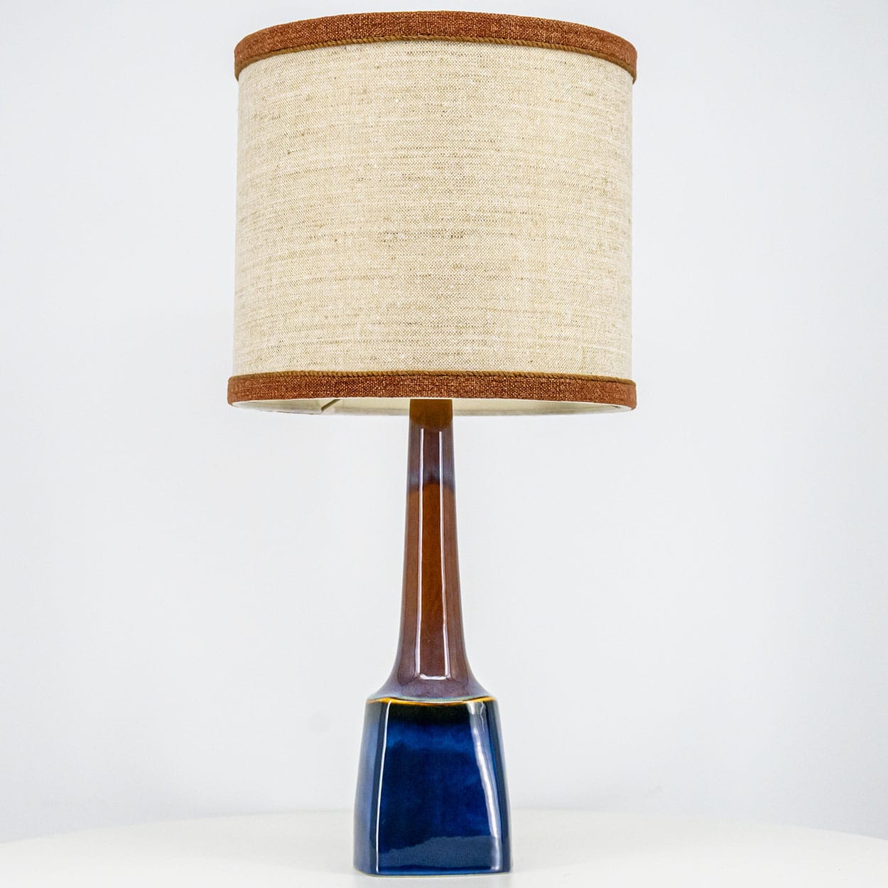 1 of the 2 Ceramic Table Lamps by Søholm, Custom Made Shades by R. Houben