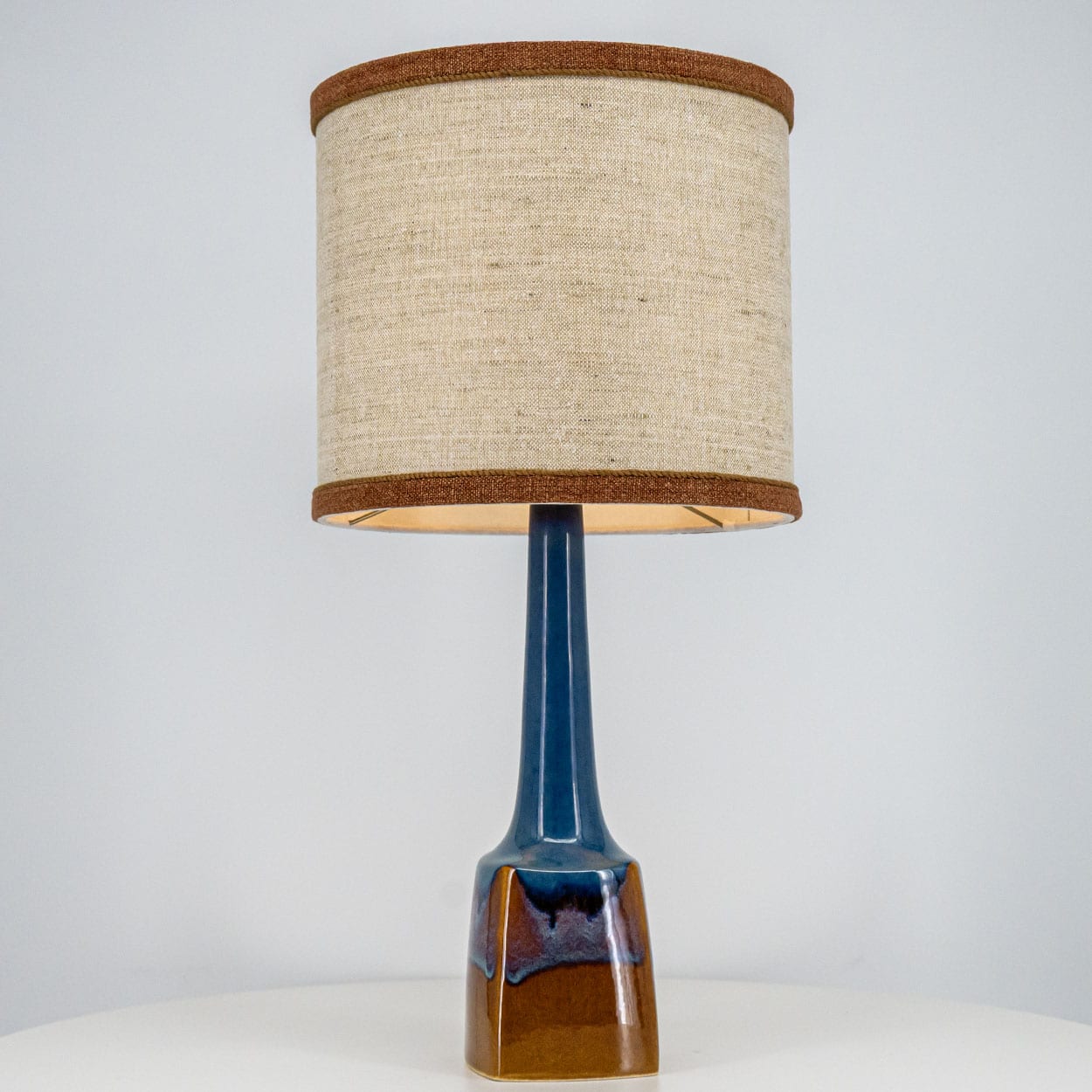 1 of the 2 Ceramic Table Lamps by Søholm, Custom Made Shades by R. Houben