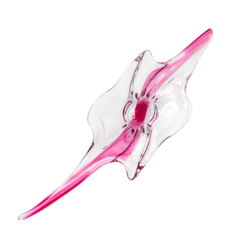 Val Saint Lambert Organic Clear Pink Glass Bowl, Belgium 1980s