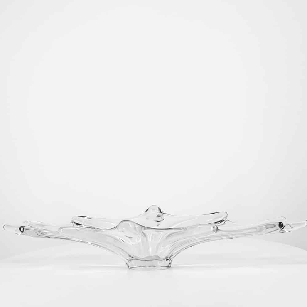 Val Saint Lambert Organic Clear Glass Bowl, Belgium 1980s