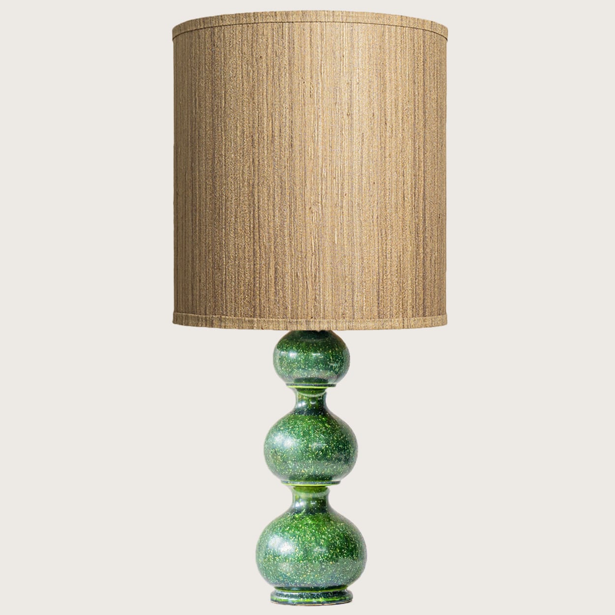 1 of the 2 Kaiser Green Curved Ceramic Lamp, Custom Lampshades by R. Houben