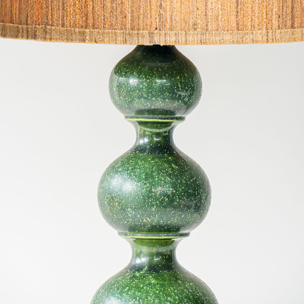 1 of the 2 Kaiser Green Curved Ceramic Lamp, Custom Lampshades by R. Houben