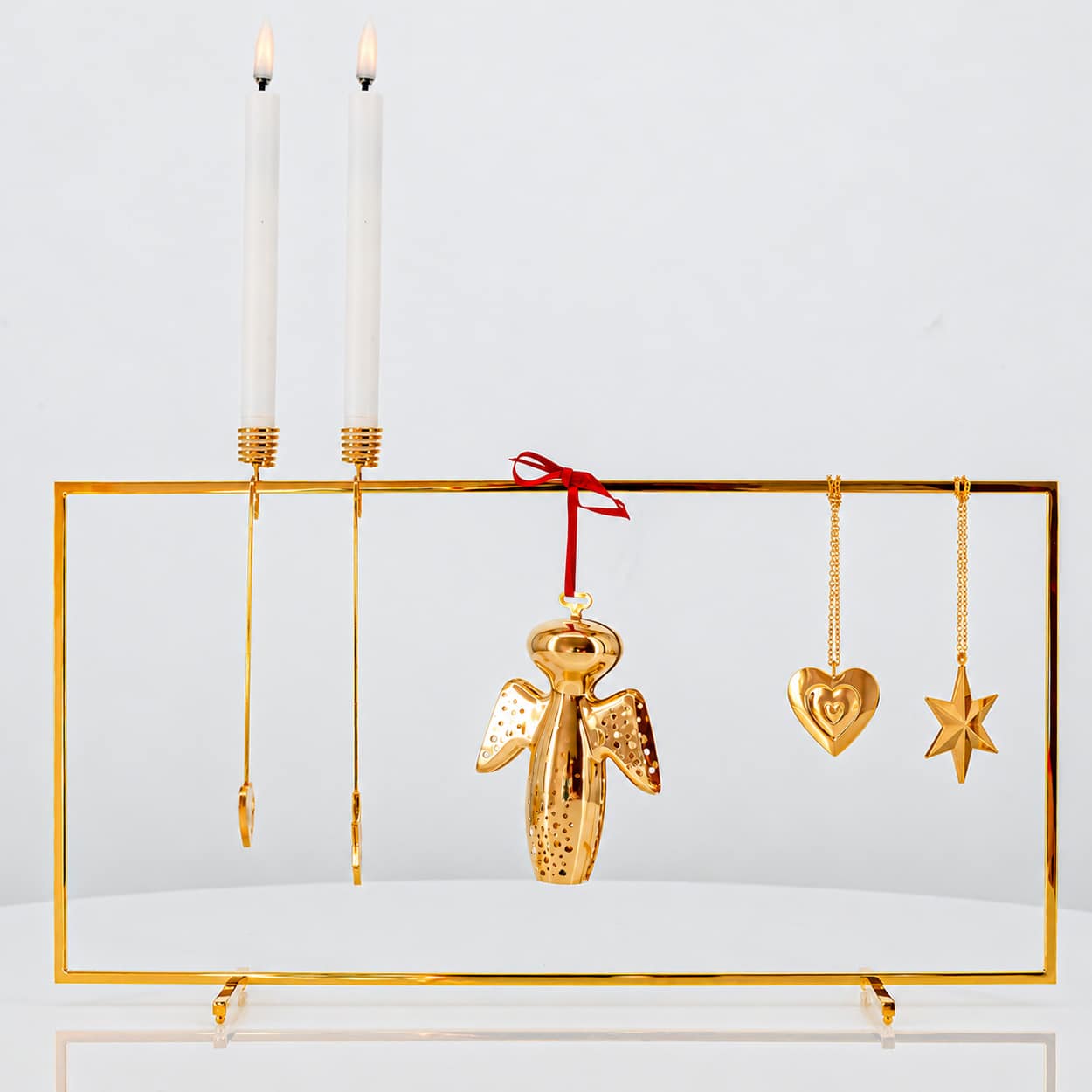 Complete 18 kr. Christmas Display, Stainless Steel, With 5 Ornaments inl. LED Candles - Image 5