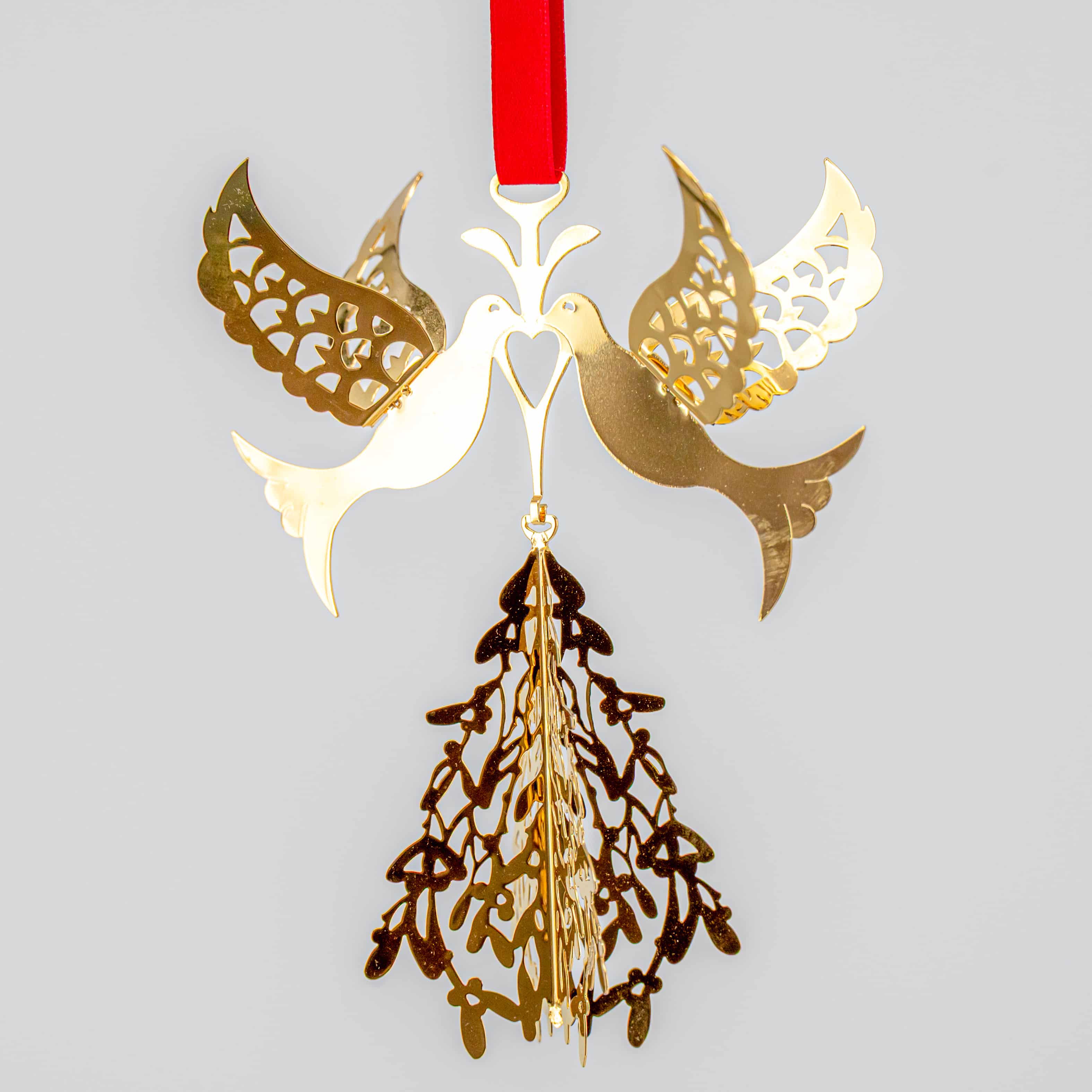 24K Gold-Plated Fir Tree and Doves by Georg Jensen, 2014 - Image 5