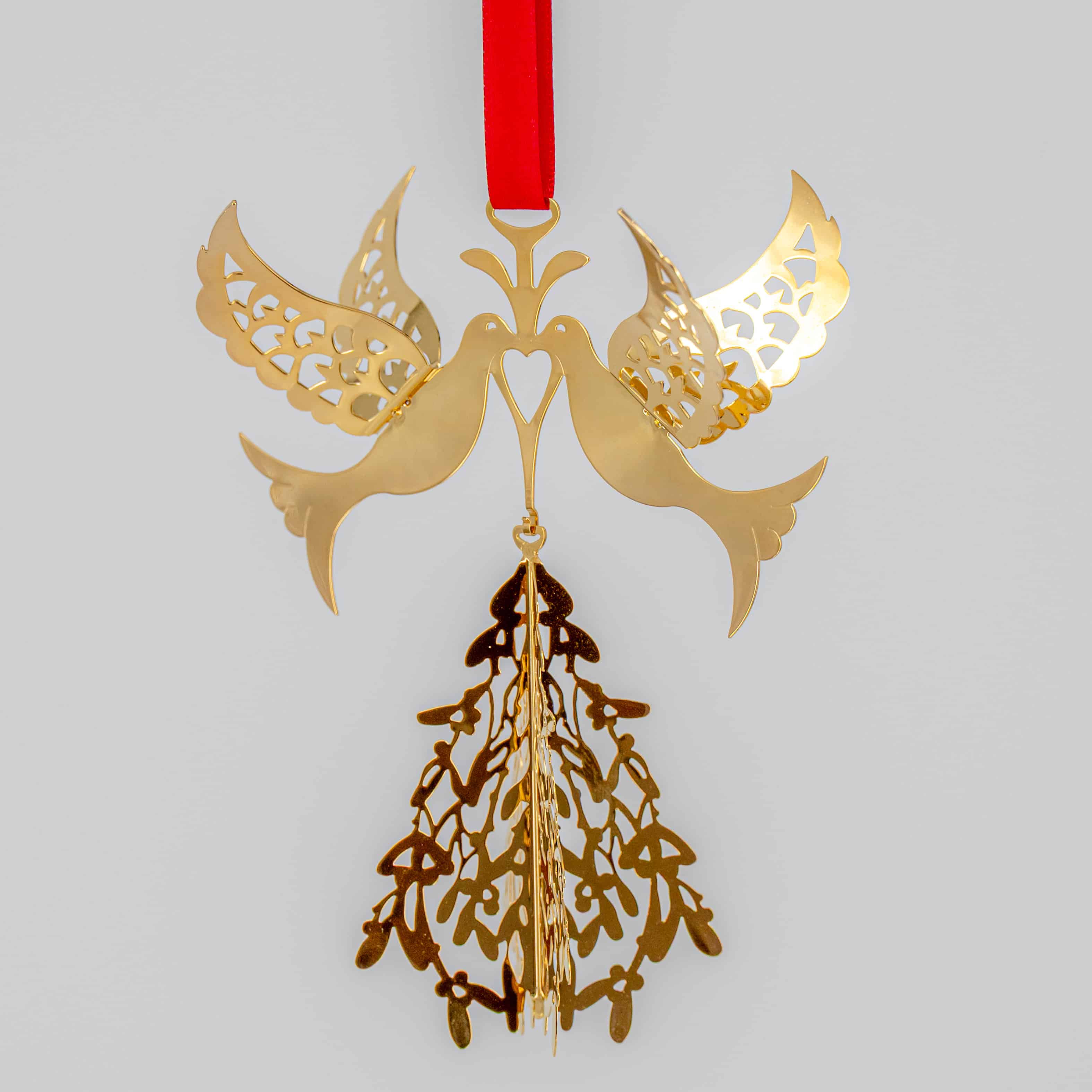 24K Gold-Plated Fir Tree and Doves by Georg Jensen, 2014 - Image 1