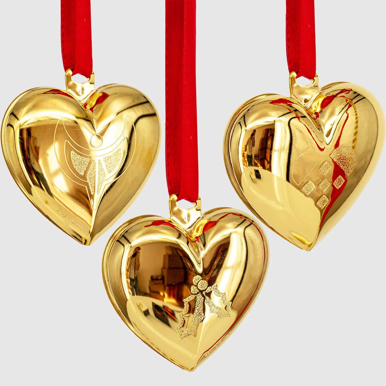 Set of Six 18K Gold-Plated Christmas Heart Ornaments by Georg Jensen, Denmark - Image 3