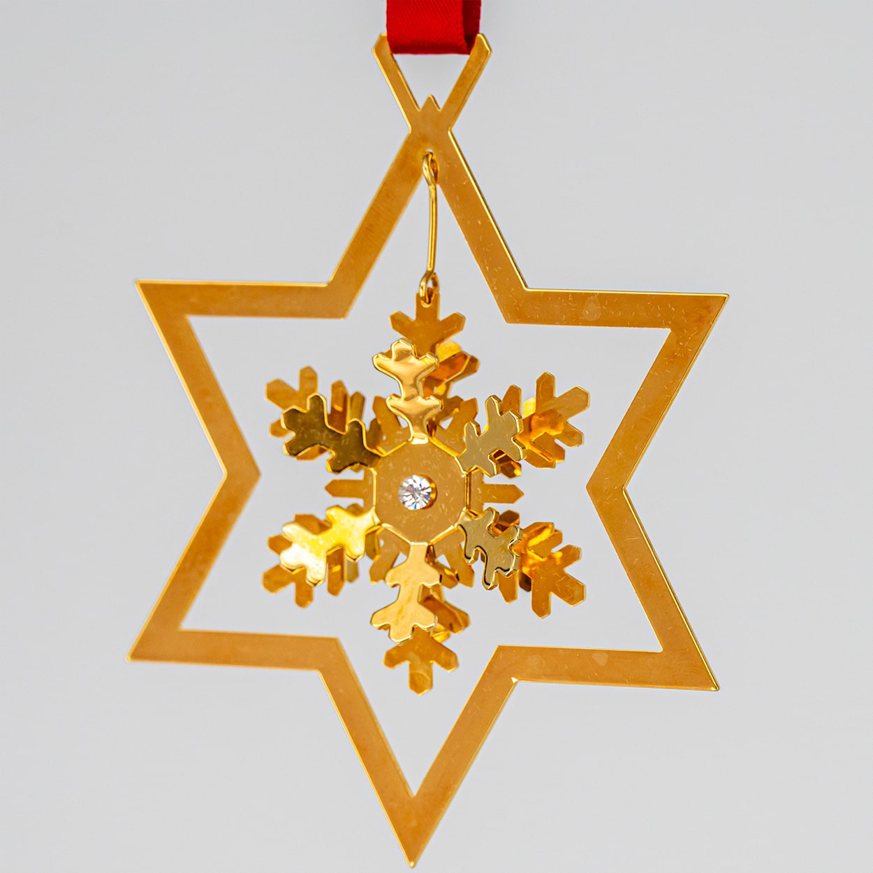 Set of Six 18K Gold-Plated Christmas Star Ornaments by Georg Jensen, Denmark - Image 12