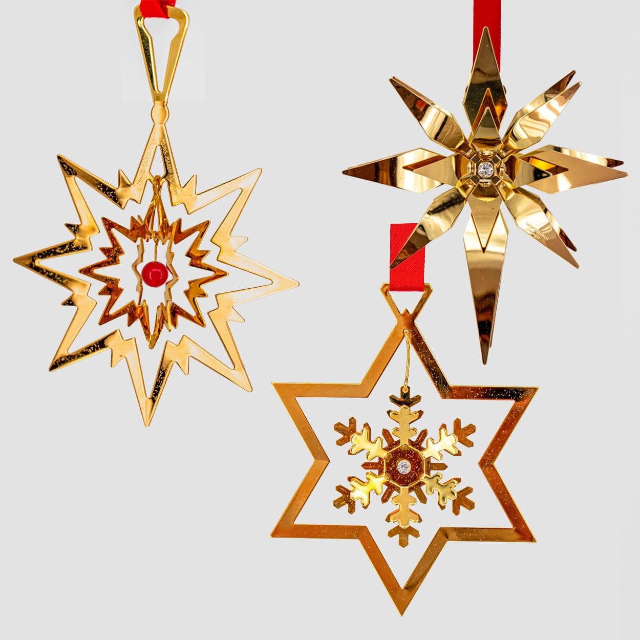 Set of Six 18K Gold-Plated Christmas Star Ornaments by Georg Jensen, Denmark - Image 13