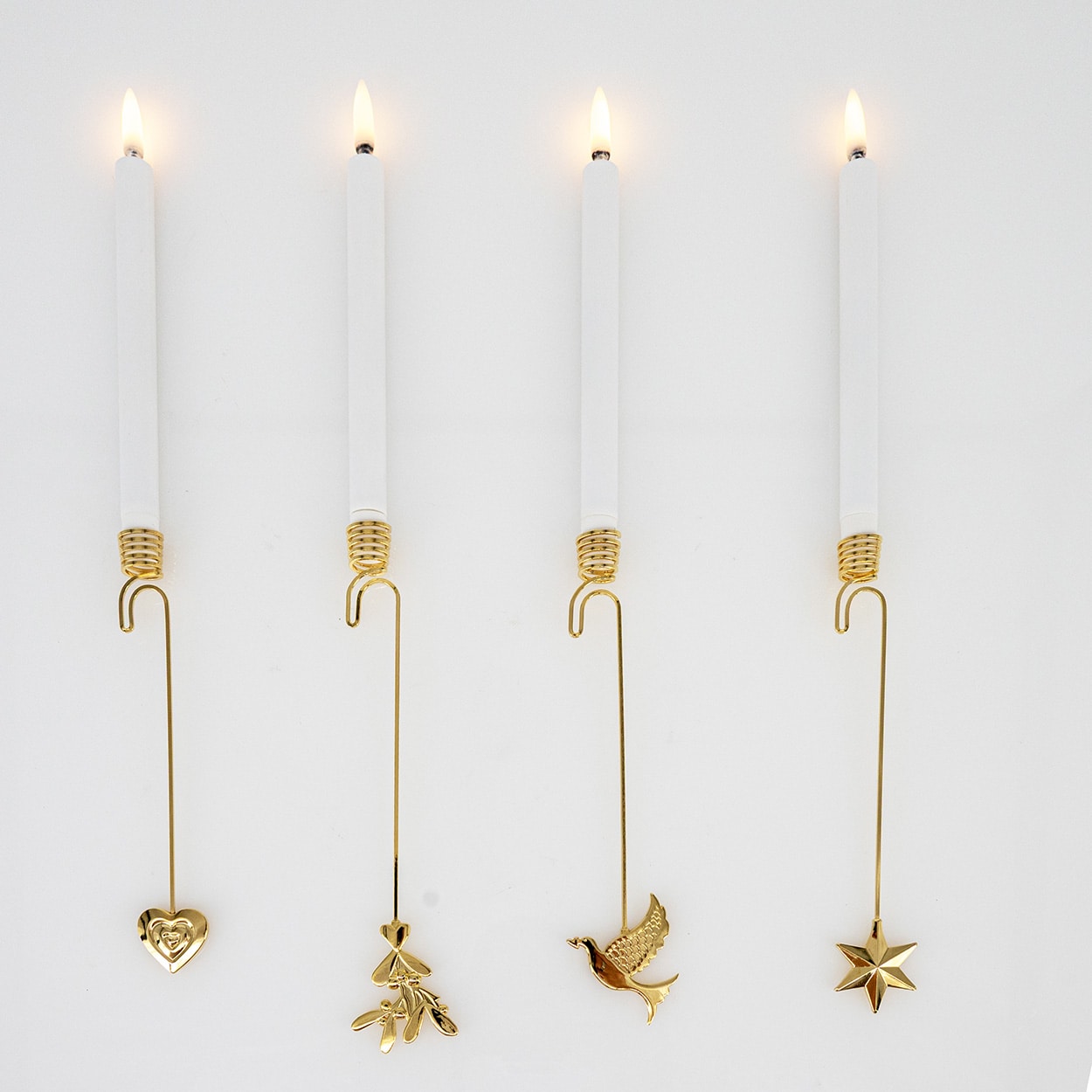 Set of 8 Gold-Plated Christmas Candle Holders by Georg Jensen incl LED candles - Image 3