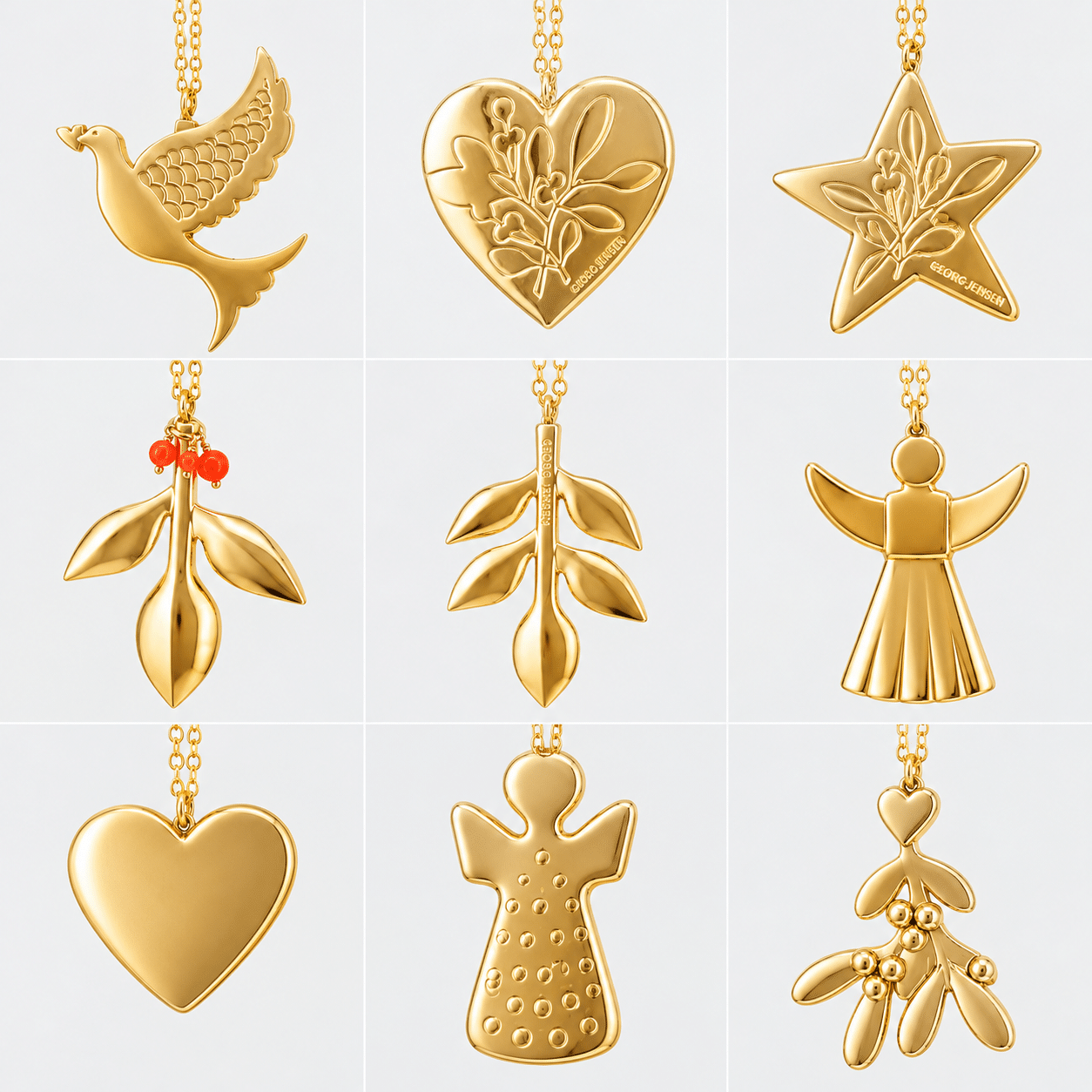 Set of 12 18K Gold-Plated Christmas Ornaments by Georg Jensen, Denmark - Image 3