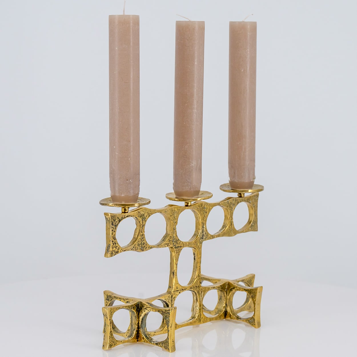 1 of the 2 Heinz Goll 3 Armed Brass Candleholders, Austria 1970 - Image 11