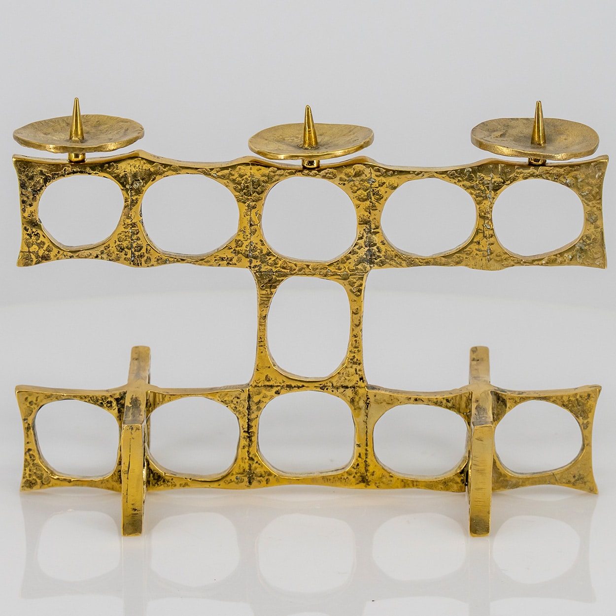 1 of the 2 Heinz Goll 3 Armed Brass Candleholders, Austria 1970 - Image 7