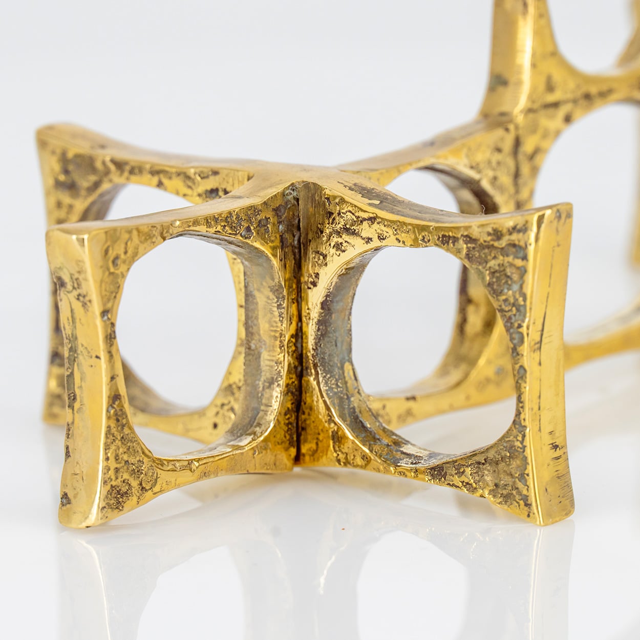 1 of the 2 Heinz Goll 3 Armed Brass Candleholders, Austria 1970 - Image 3