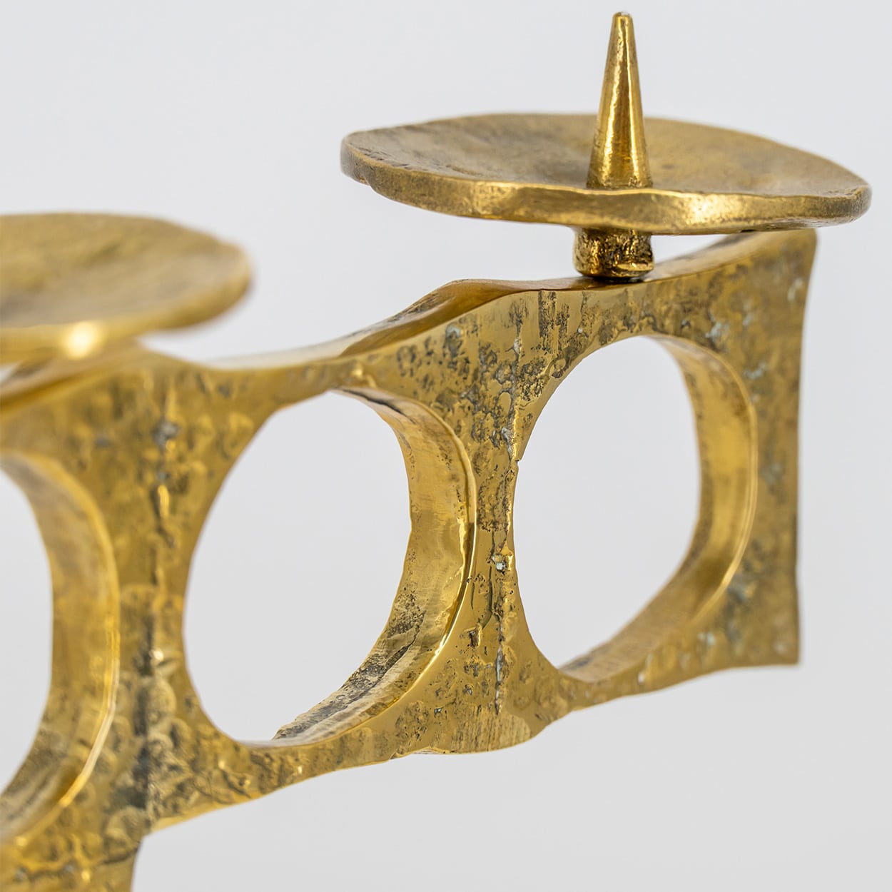 1 of the 2 Heinz Goll 3 Armed Brass Candleholders, Austria 1970 - Image 4
