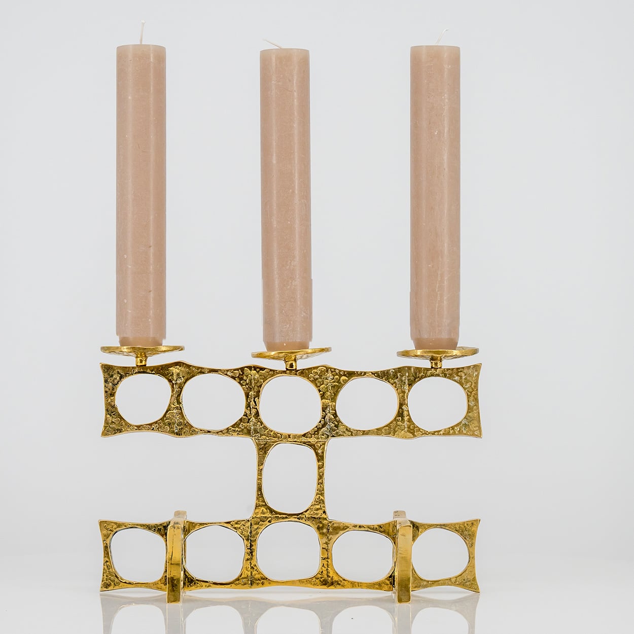 1 of the 2 Heinz Goll 3 Armed Brass Candleholders, Austria 1970 - Image 10