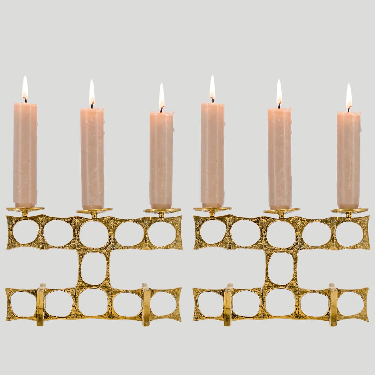 1 of the 2 Heinz Goll 3 Armed Brass Candleholders, Austria 1970 - Image 8