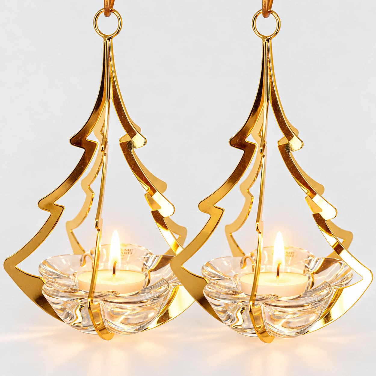1 Of The 2 Holmegaard Golden Christmas Candleholder Tree, Denmark 2006 - Image 1