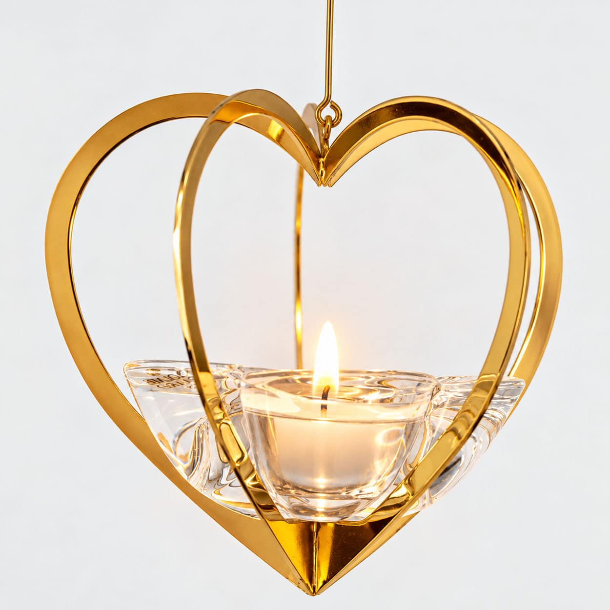 1 Of The 2 Holmegaard Golden Christmas Candleholder Heart, Denmark 2006 - Image 3