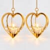 1 Of The 2 Holmegaard Golden Christmas Candleholder Heart, Denmark 2006 - Thumbnail Image 1