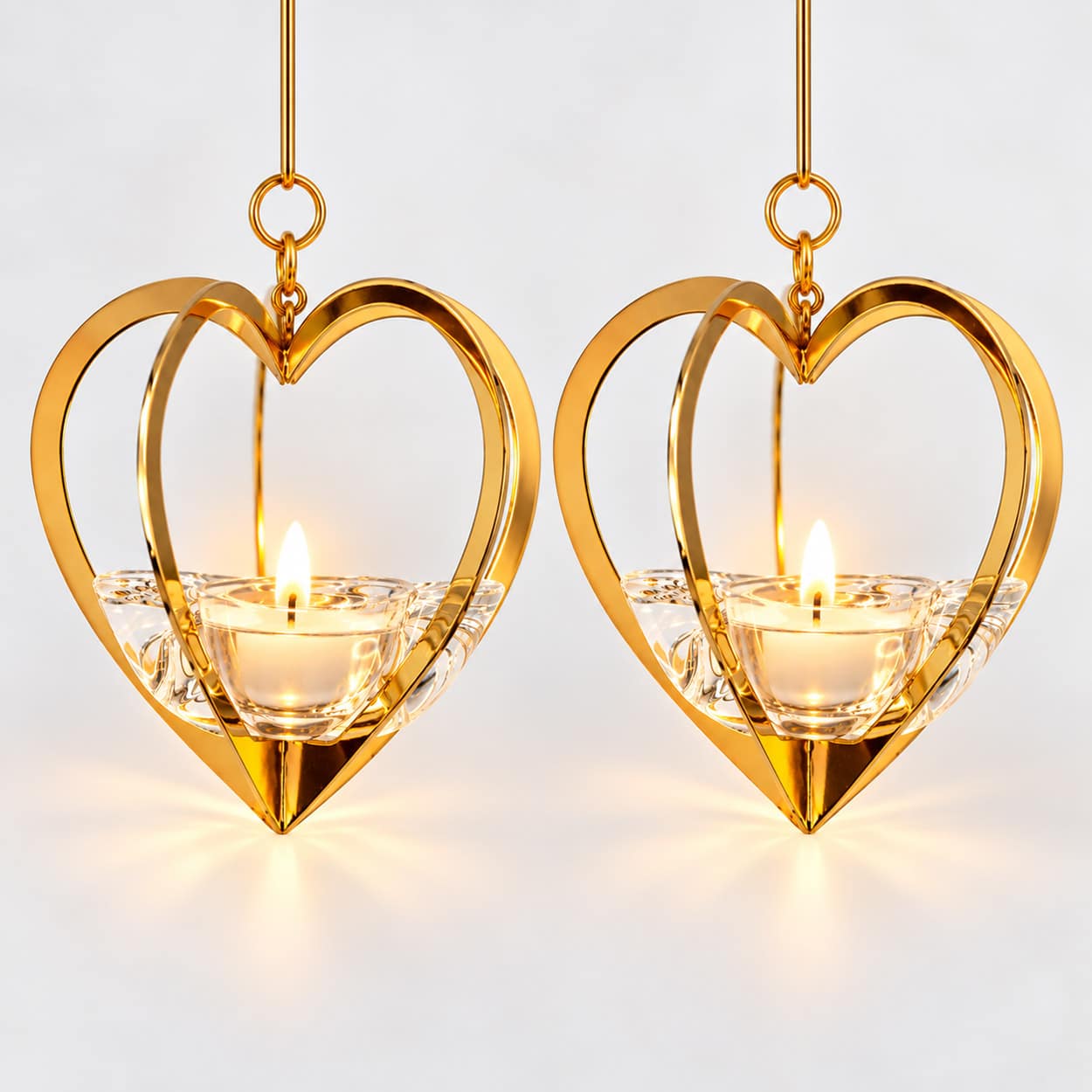 1 Of The 2 Holmegaard Golden Christmas Candleholder Heart, Denmark 2006 - Image 1