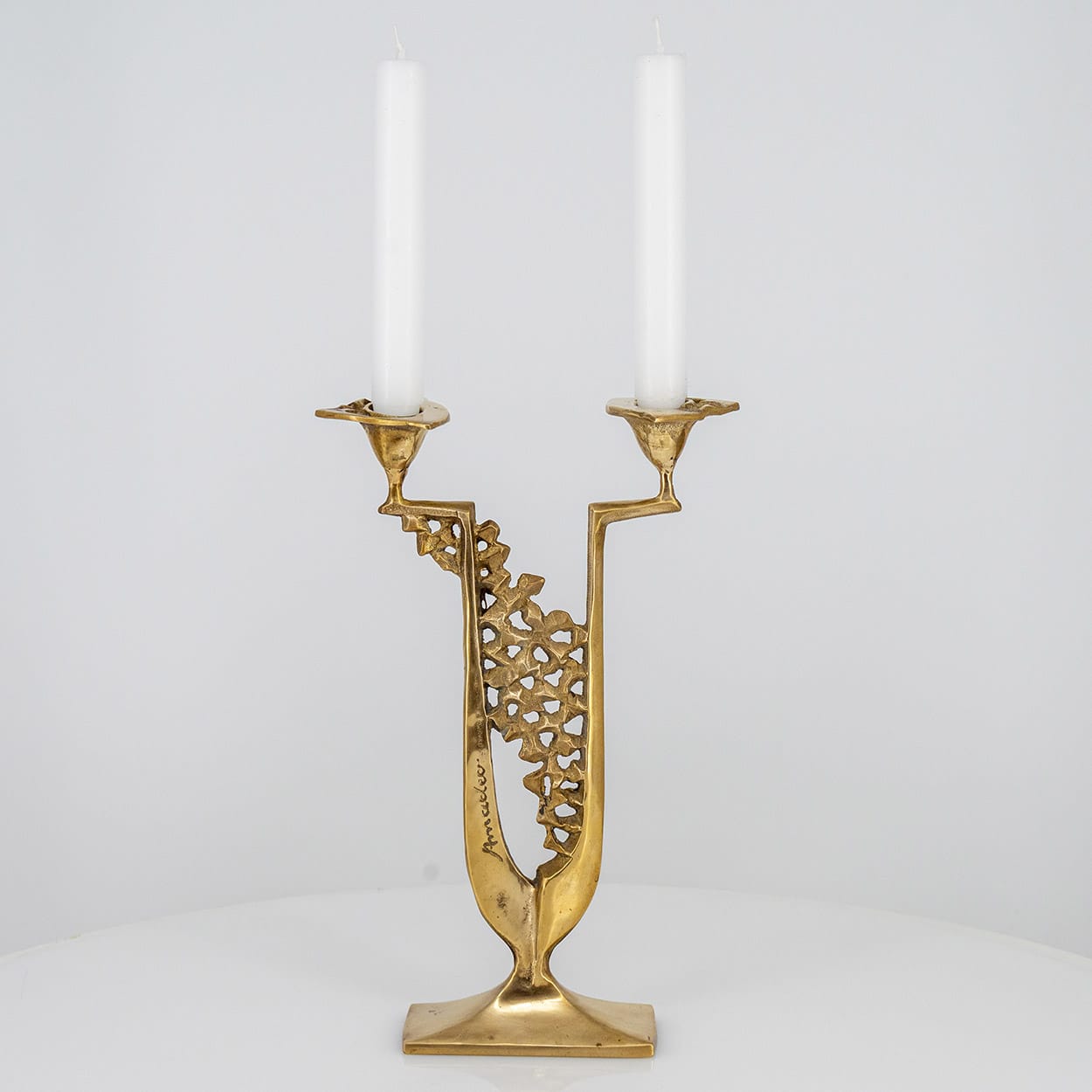 Pair of Large Kurt Jesch Amadeo Fratelli Tonini Candlelabras Brass ,1960 - Image 9