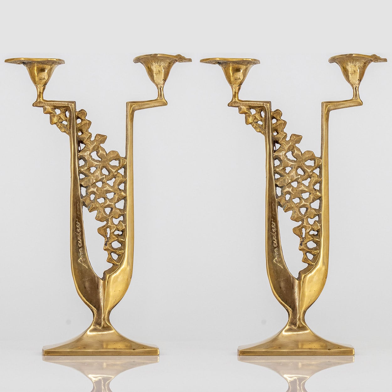 Pair of Large Kurt Jesch Amadeo Fratelli Tonini Candlelabras Brass ,1960 - Image 2