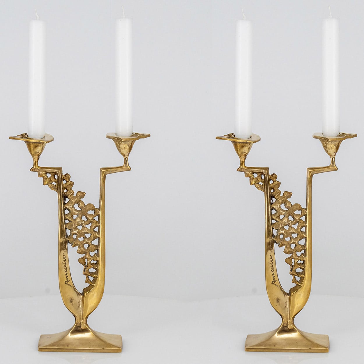 Pair of Large Kurt Jesch Amadeo Fratelli Tonini Candlelabras Brass ,1960 - Image 1