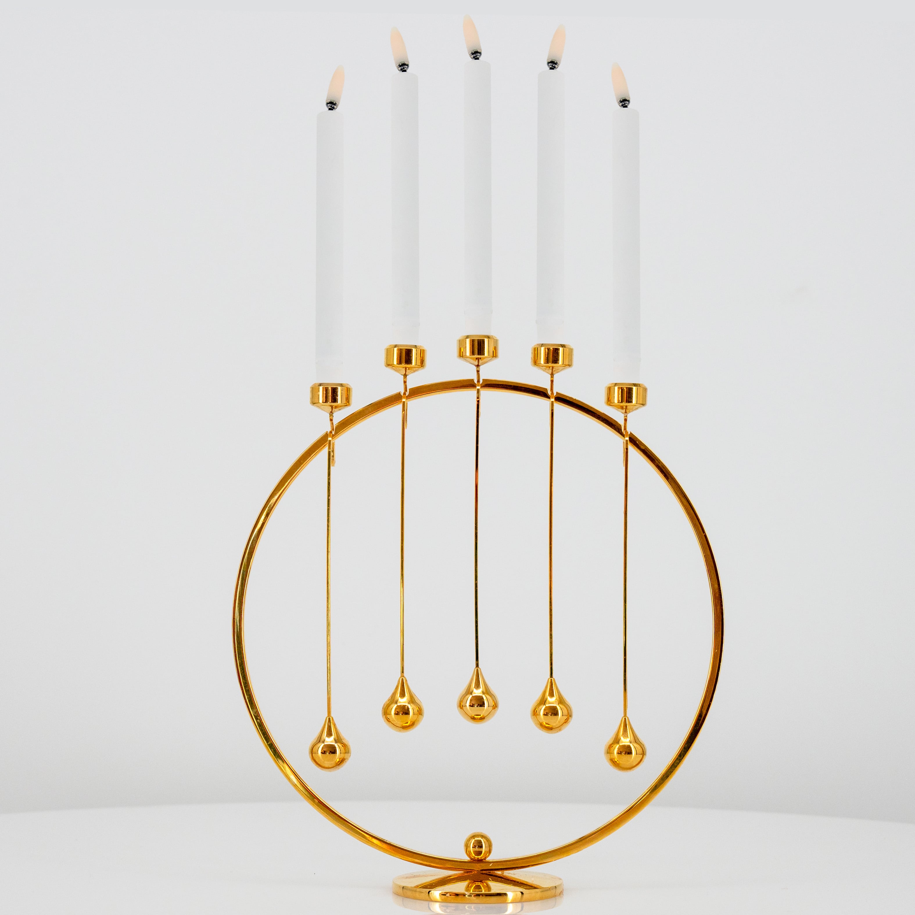 24 Carat Advent Candleholder Annual Ring, Incl LED Candles Denmark, 1970 - Image 1