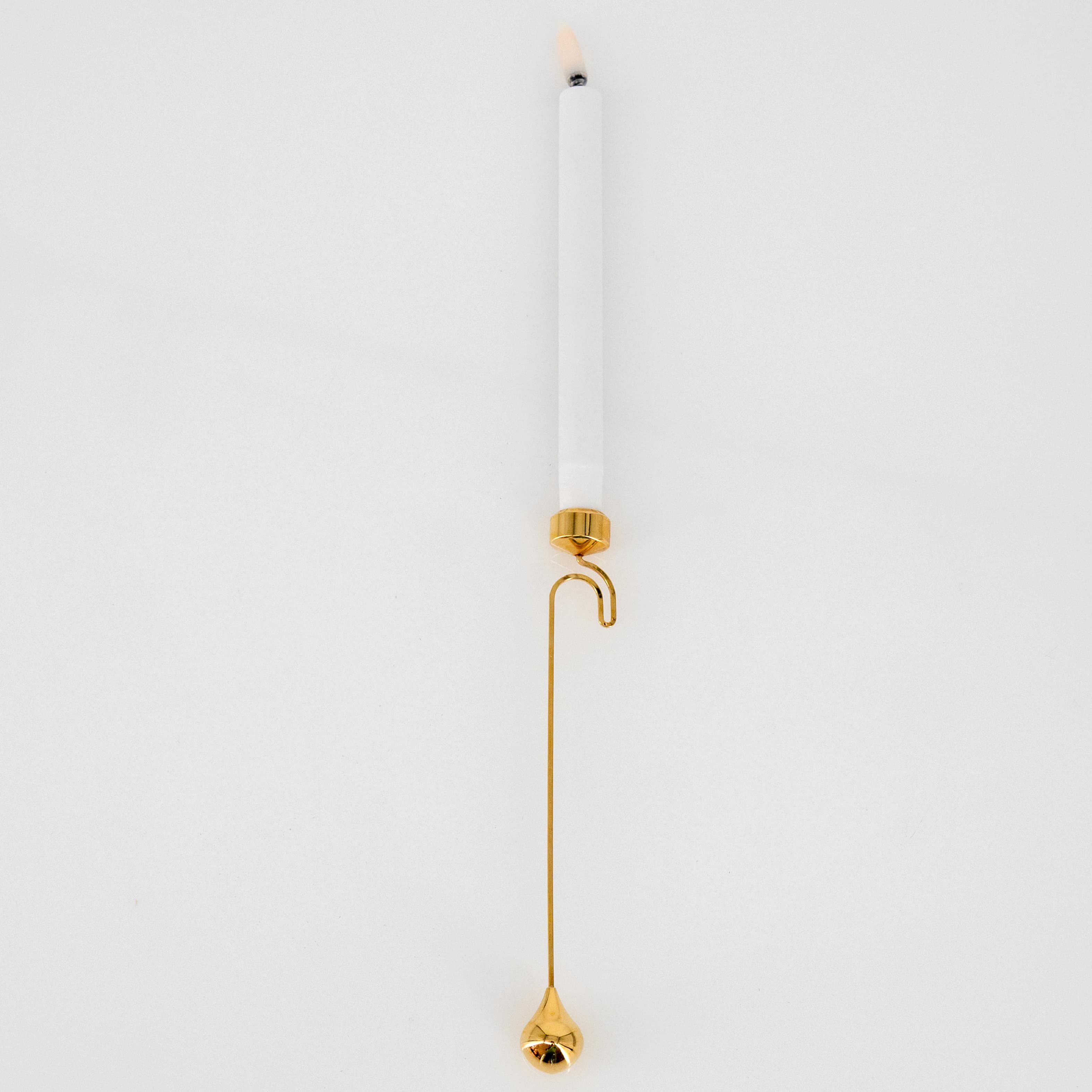 Several 24-Carat Plated Christmas Candle Holders incl LED Candle, Denmark 1960 - Image 4
