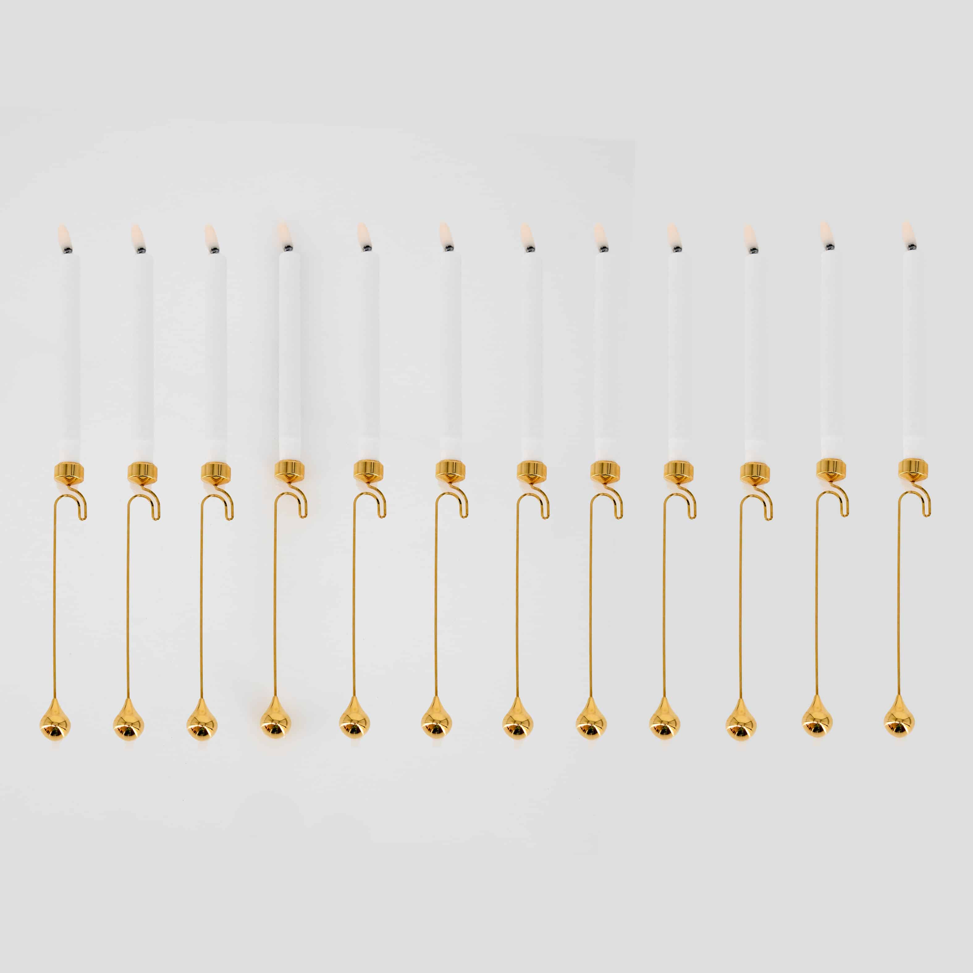 Several 24-Carat Plated Christmas Candle Holders incl LED Candle, Denmark 1960 - Image 1
