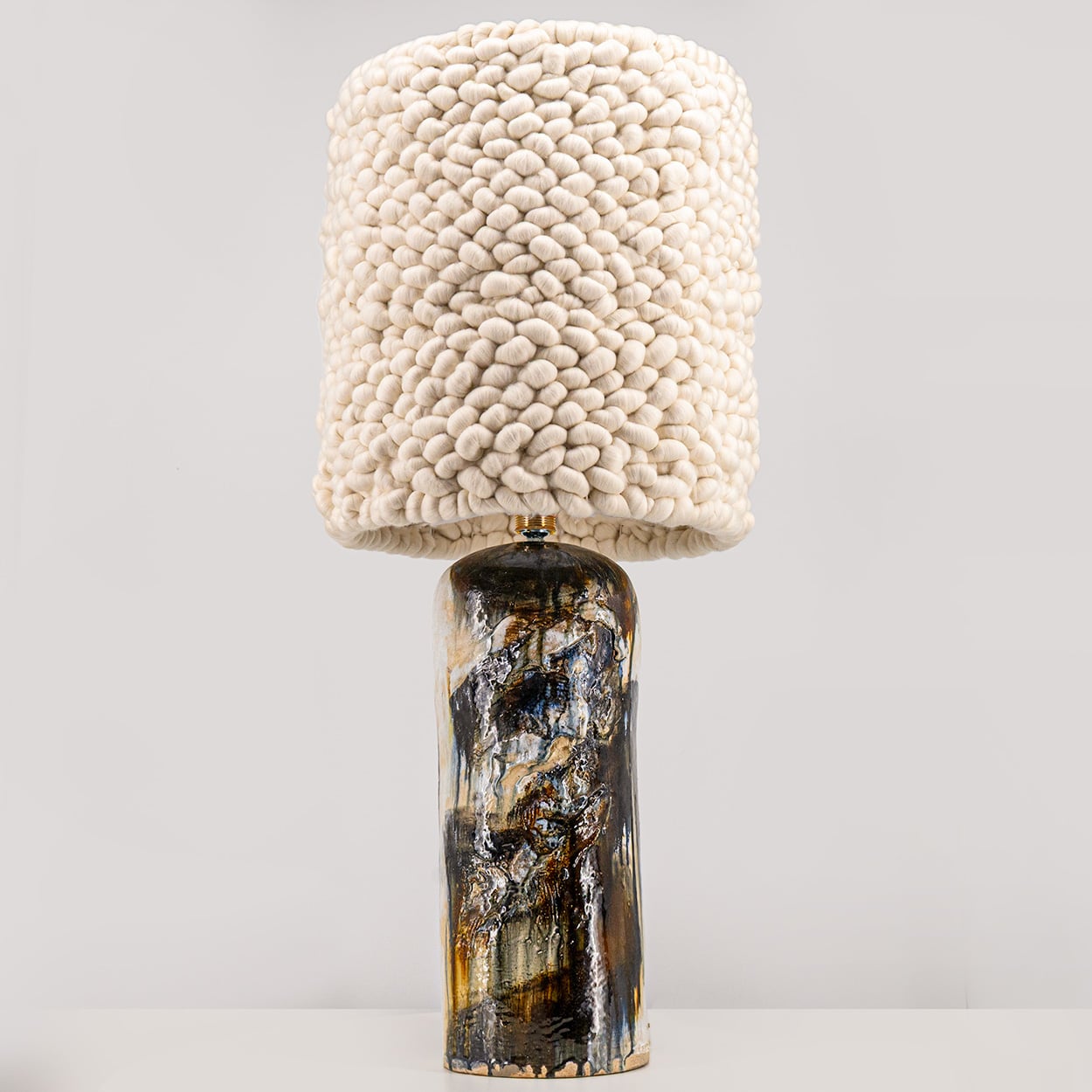 XXL Jeppe Hagedorn Ceramic Lamp, Custom Merino Wool Shade, Denmark 1960s - Image 7