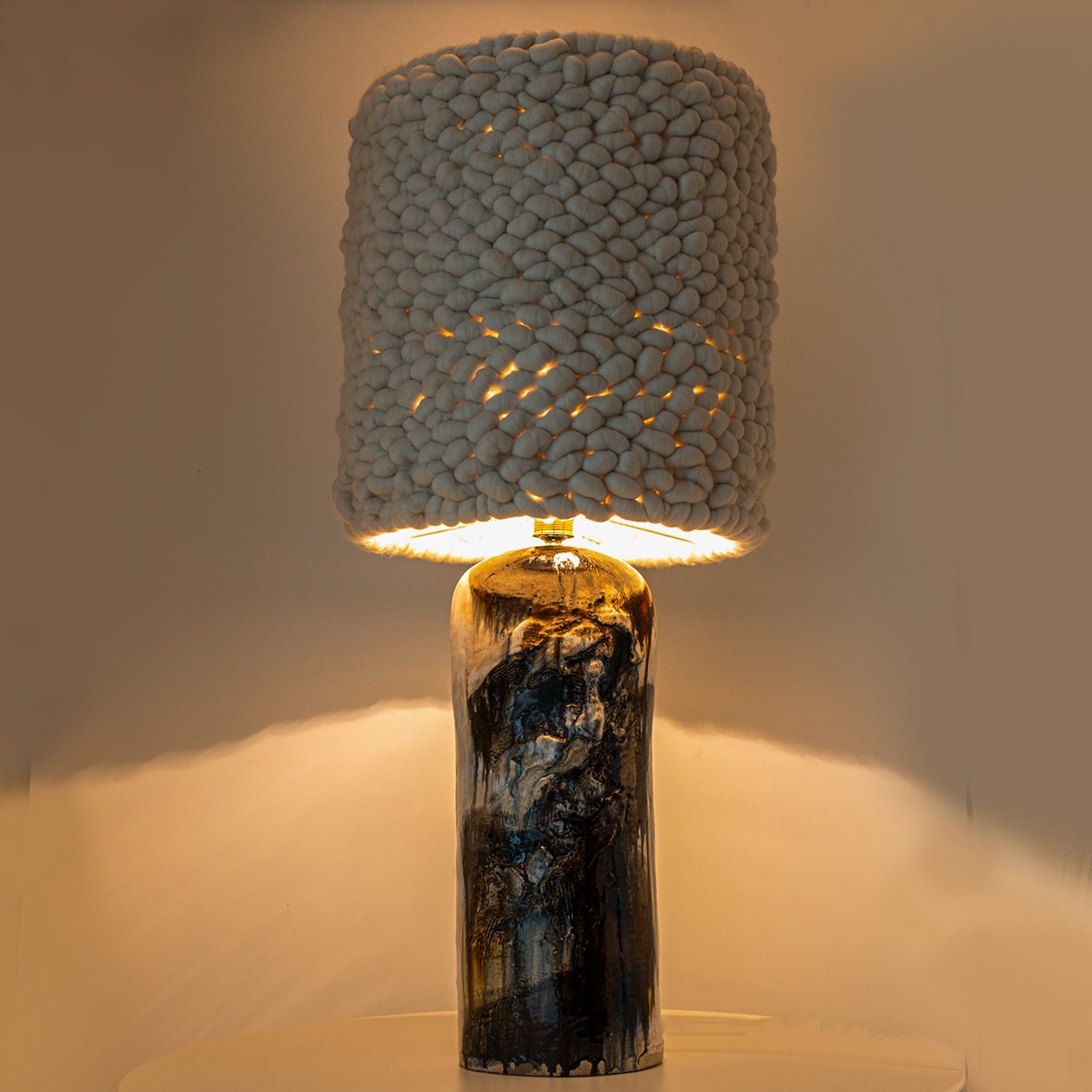 XXL Jeppe Hagedorn Ceramic Lamp, Custom Merino Wool Shade, Denmark 1960s - Image 9