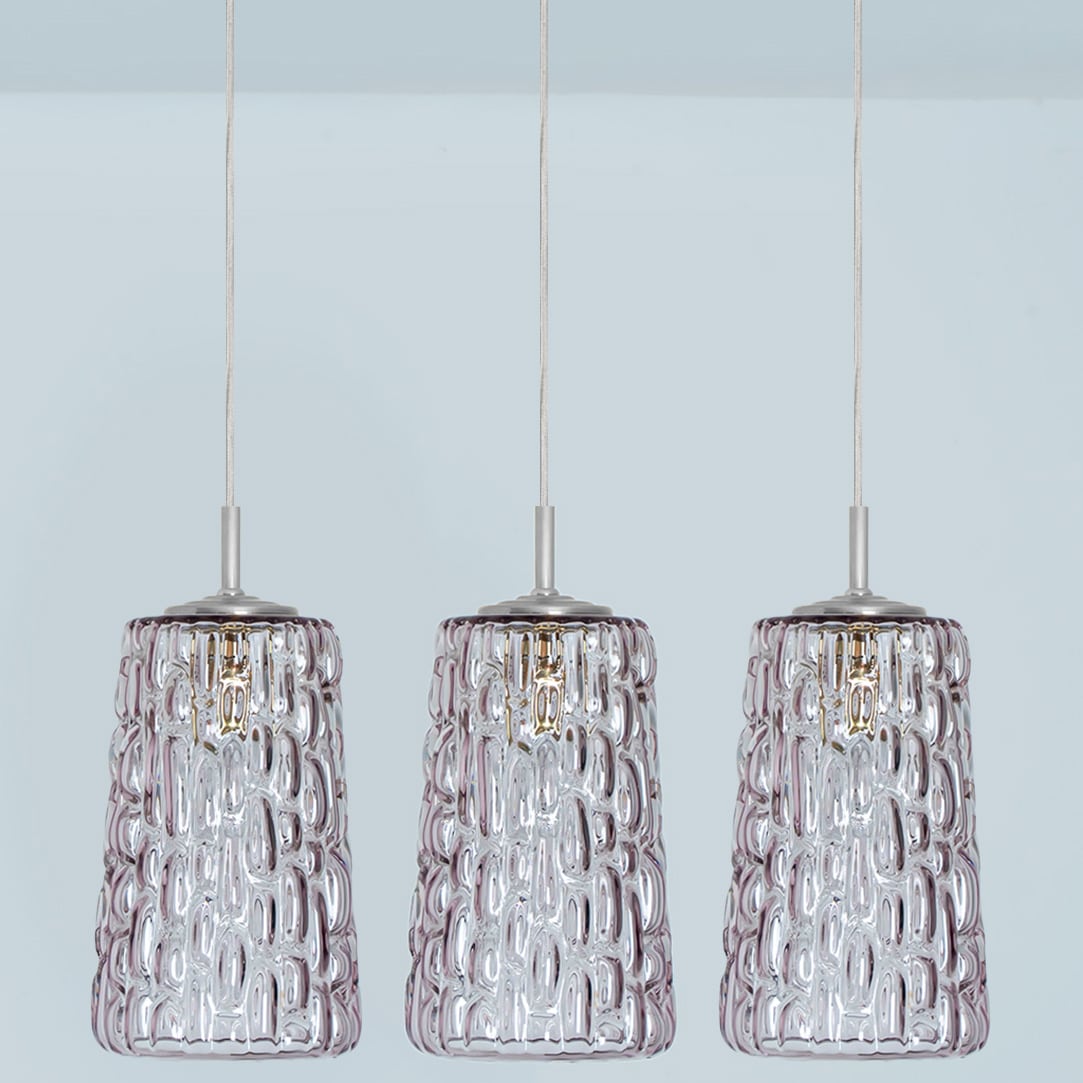 Several Purple Glass Chrome Pendant Lights in Style of Kalmar, 1950s - Image 12