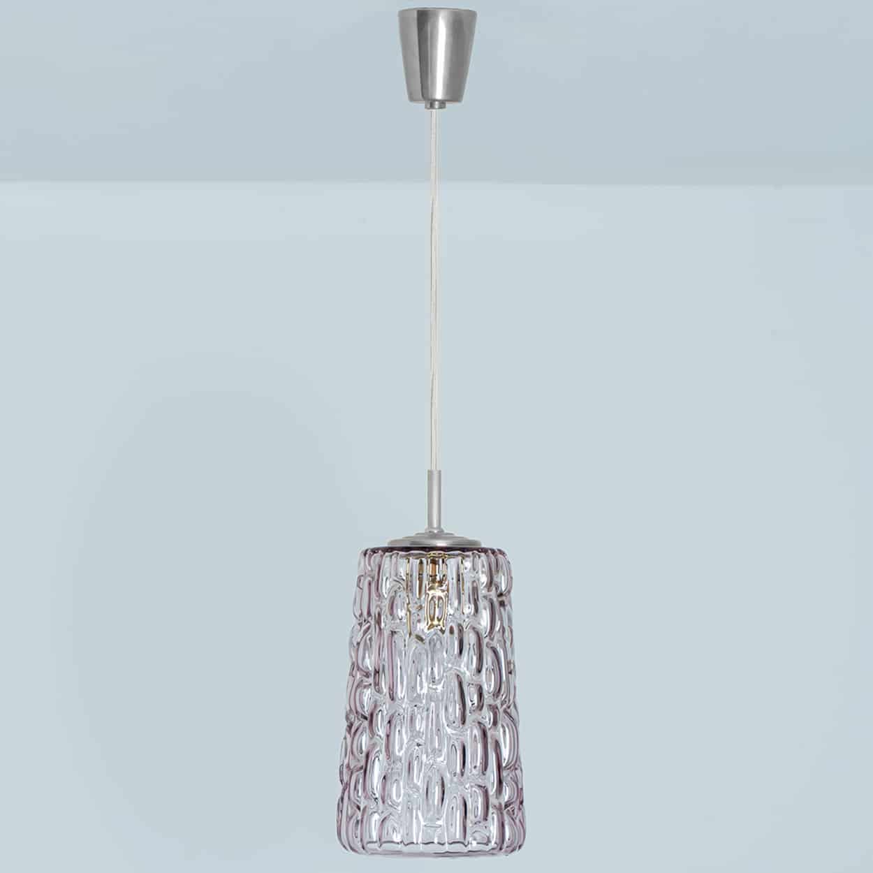 Several Purple Glass Chrome Pendant Lights in Style of Kalmar, 1950s - Image 8