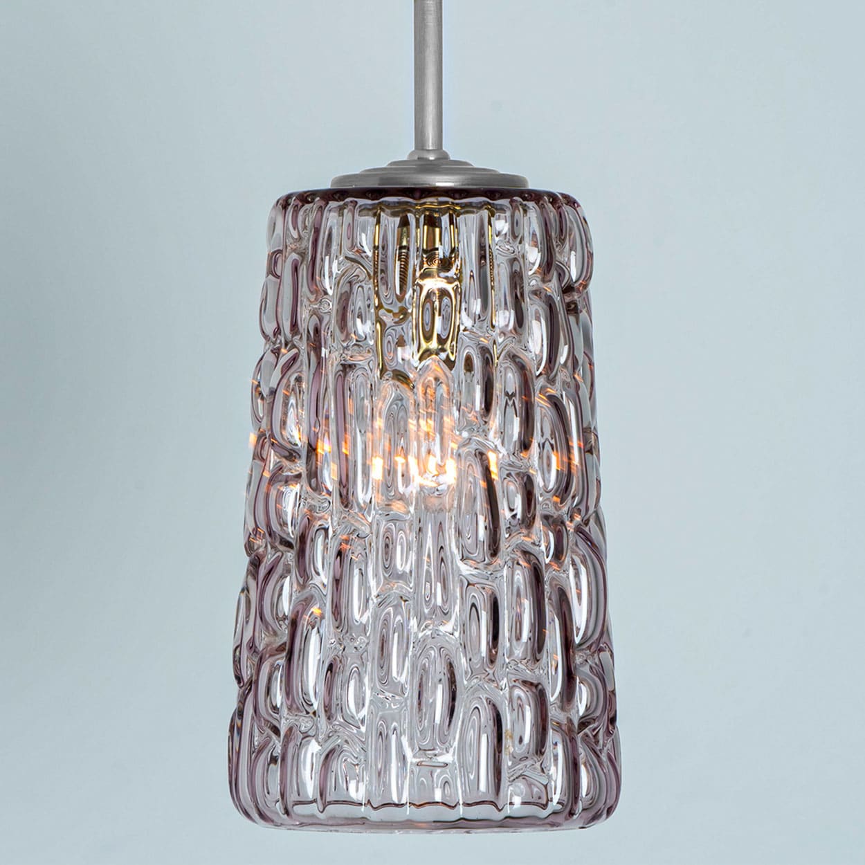 Several Purple Glass Chrome Pendant Lights in Style of Kalmar, 1950s - Image 7
