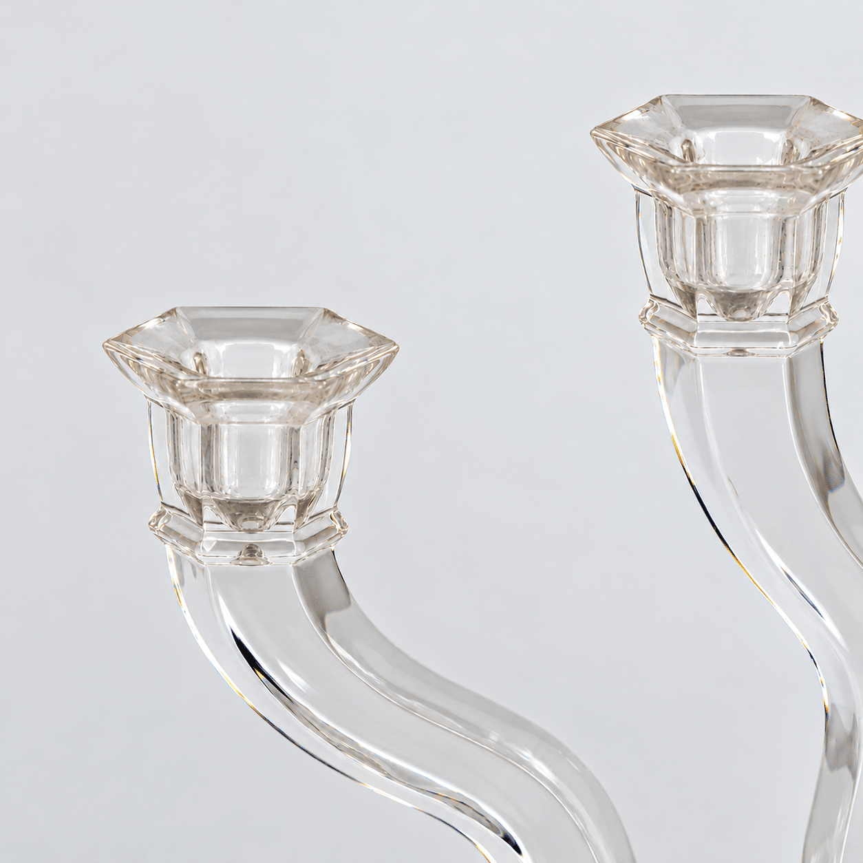 One of the Two 4 Arms Lead Crystal Glass Candelabras, Germany 1970 - Image 3