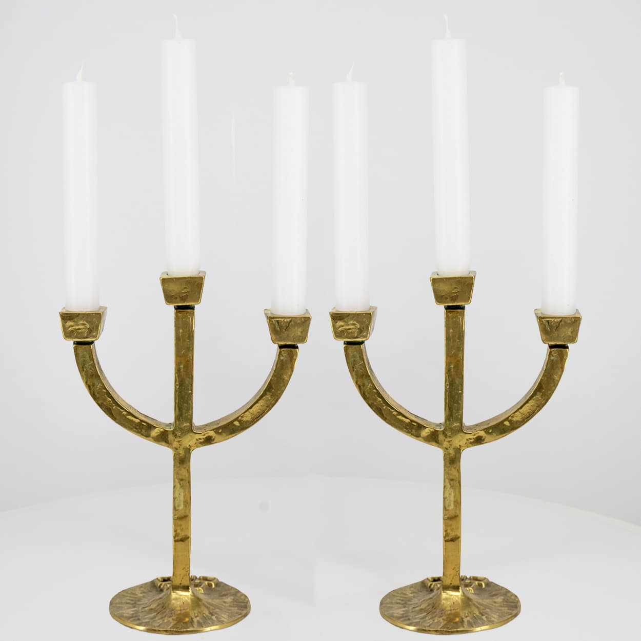 1 of the 2 Kurt Jesch Amadeo Solid Bronze Three Arm Candlelabra Brass, 1960 - Image 1
