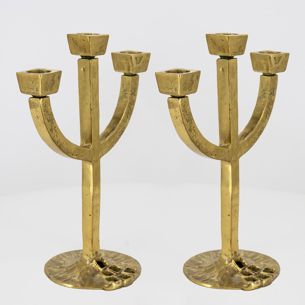 1 of the 2 Kurt Jesch Amadeo Solid Bronze Three Arm Candlelabra Brass, 1960 - Image 2