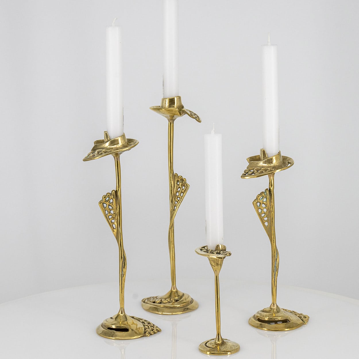 Set of 4 Kurt Jesch Amadeo Fratelli Tonini Candlelabras Brass,1960 - Image 7