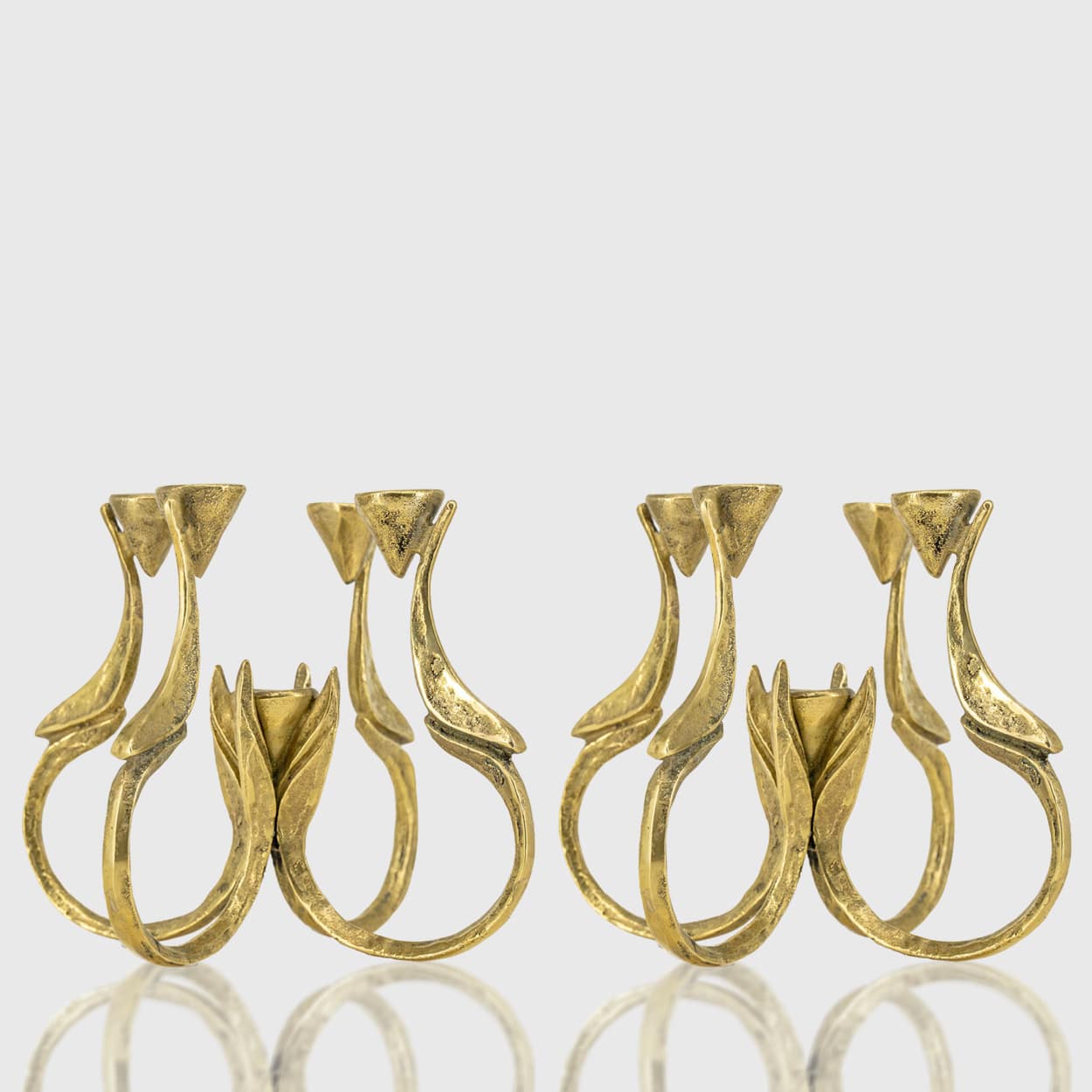 1 of the 2 Harjes Solid 5 Arm Candlelabra Brass, Germany 1960 - Image 3