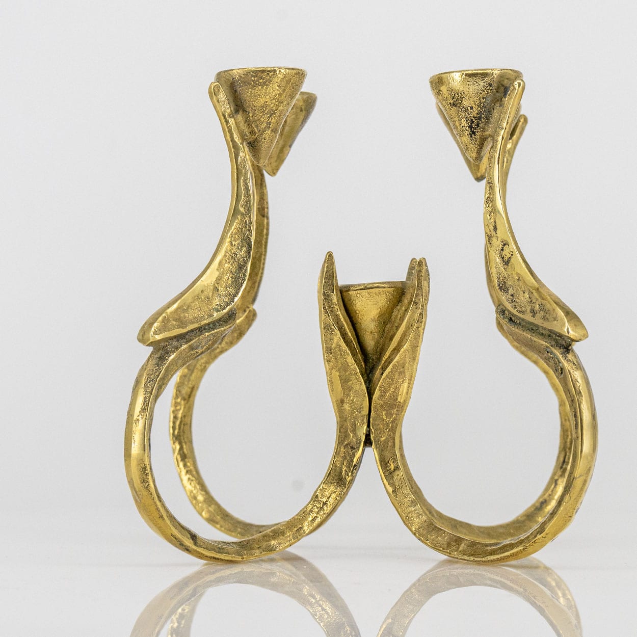 1 of the 2 Harjes Solid 5 Arm Candlelabra Brass, Germany 1960 - Image 5