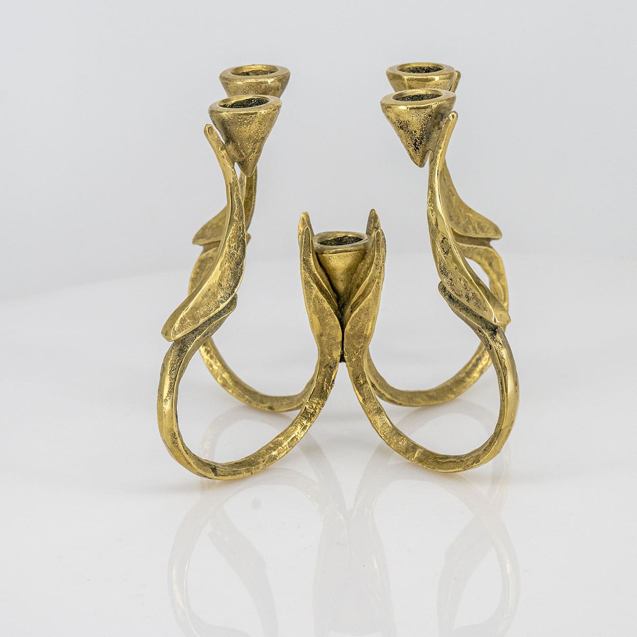 1 of the 2 Harjes Solid 5 Arm Candlelabra Brass, Germany 1960 - Image 7