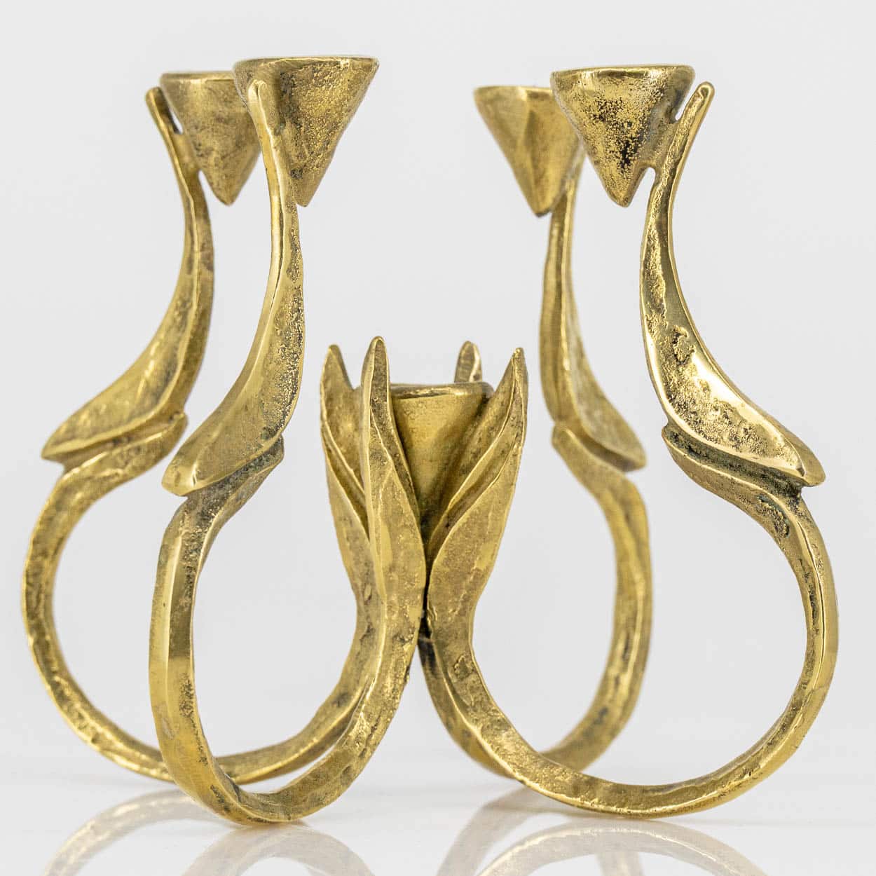 1 of the 2 Harjes Solid 5 Arm Candlelabra Brass, Germany 1960 - Image 9