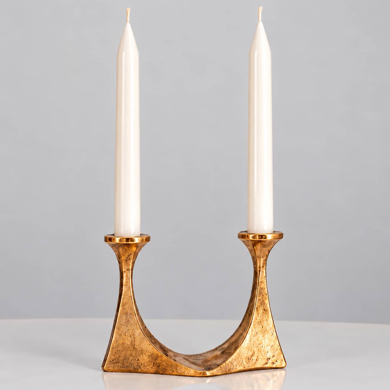1 of the 2 Arm Bronze Handcrafted Table Candlesticks Tharjes, 1950 - Image 7