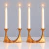 1 of the 2 Arm Bronze Handcrafted Table Candlesticks Tharjes, 1950 - Thumbnail Image 1