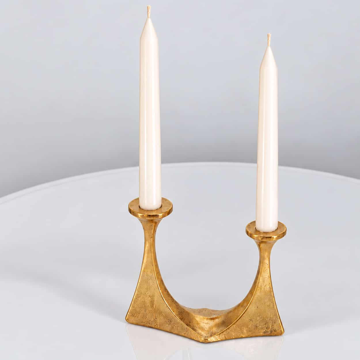 1 of the 2 Arm Bronze Handcrafted Table Candlesticks Tharjes, 1950 - Image 8