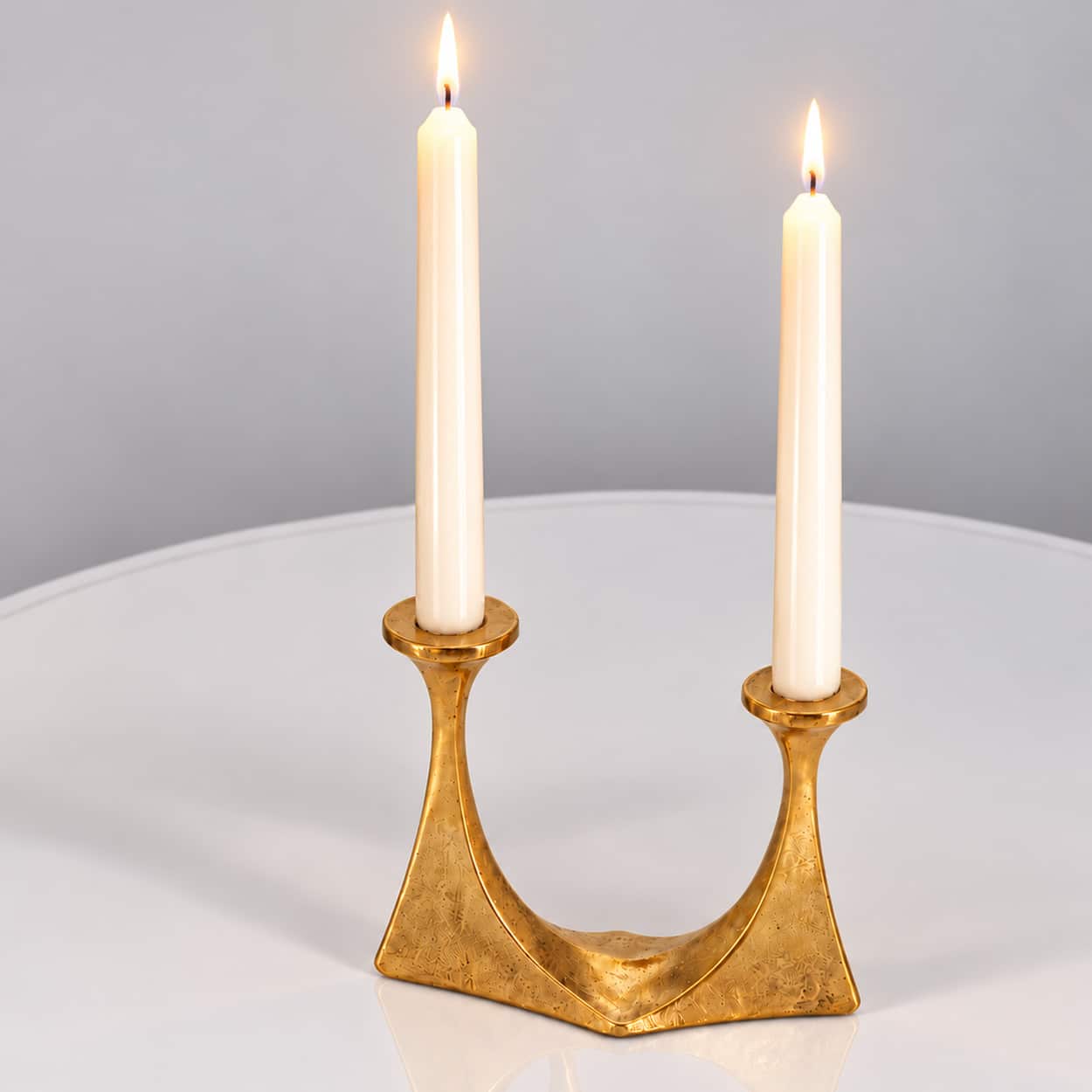 1 of the 2 Arm Bronze Handcrafted Table Candlesticks Tharjes, 1950 - Image 6